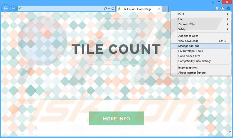 Suppression des publicités Tile Count dans Internet Explorer étape 1