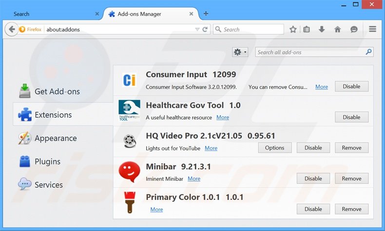 Suppression des publicités Windesk Winsearch dans Mozilla Firefox étape 2