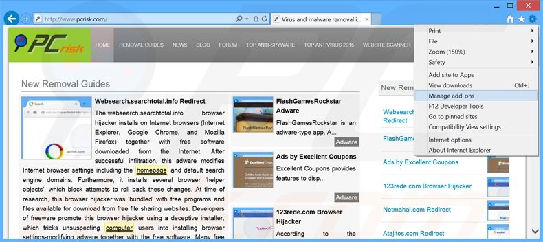 Suppression des publicités Windesk Winsearch dans  Internet Explorer étape 1