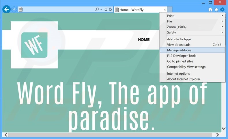 Suppression des publicités WordFly dans Internet Explorer étape 1