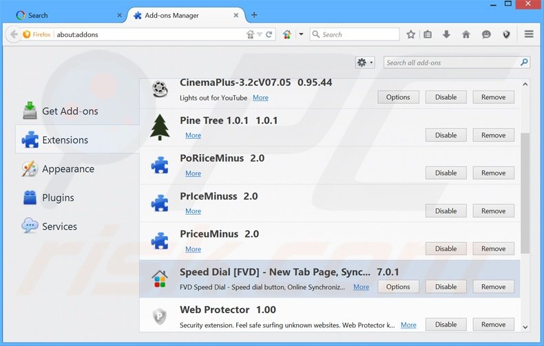 Suppression des extensions reliées à yousearch.me dans Mozilla Firefox 