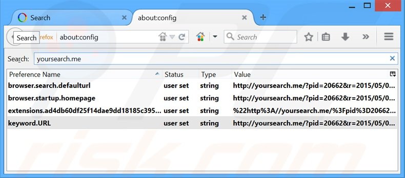 Suppression du moteur de recherche par défaut de yousearch.me dans Mozilla Firefox 