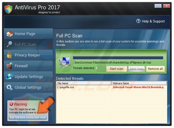 étape de la procédure d'enregistrement d'AntiVirus Pro 2017 
