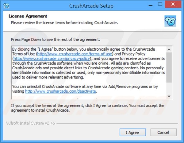 Installation du logiciel de publicité CrushArcade 