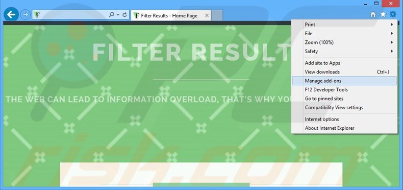 Suppression des publicités Filter Results dans Internet Explorer étape 1
