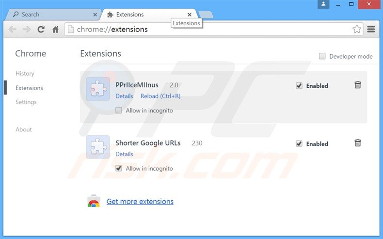 Suppression des extensions reliées à go.next-search.net dans Google Chrome 