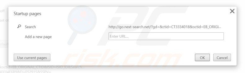 Suppression de la page d'accueil de go.next-search.net dans Google Chrome 