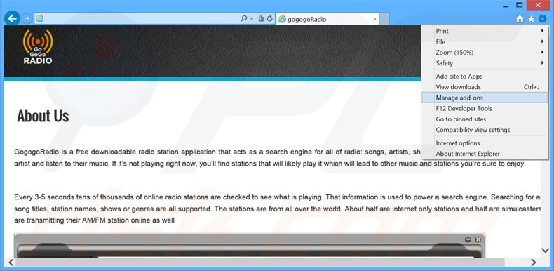 Suppression des publicités GoGoGoRadio dans Internet Explorer étape 1