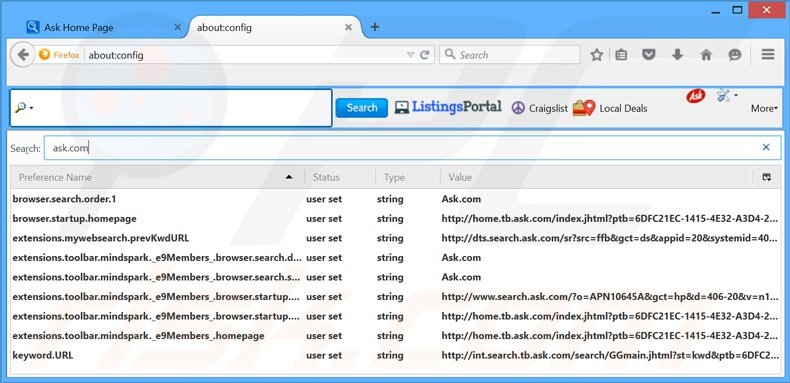 Suppression du moteur de recherche par défaut de home.tb.ask.com dans Mozilla Firefox 