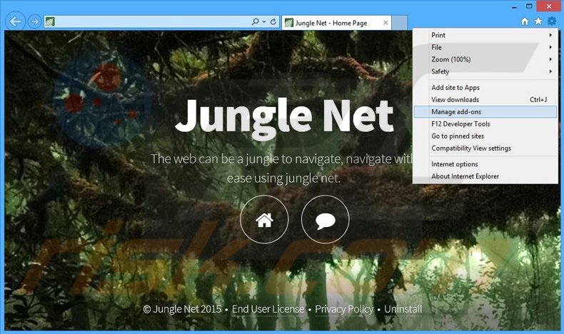 Suppression des publicités Jungle Net dans Internet Explorer étape 1