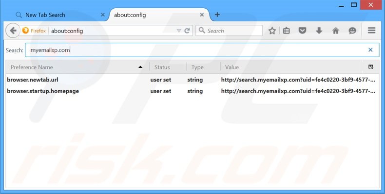 Suppression du moteur de recherche par défaut de search.myemailxp.com dans Mozilla Firefox 