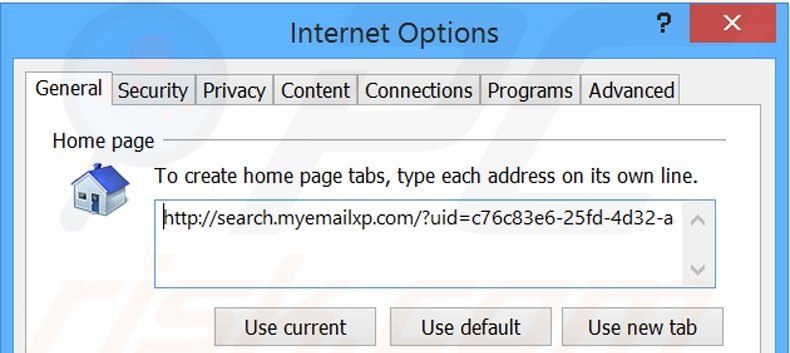 Suppression de la page d'accueil de search.myemailxp.com dans Internet Explorer 