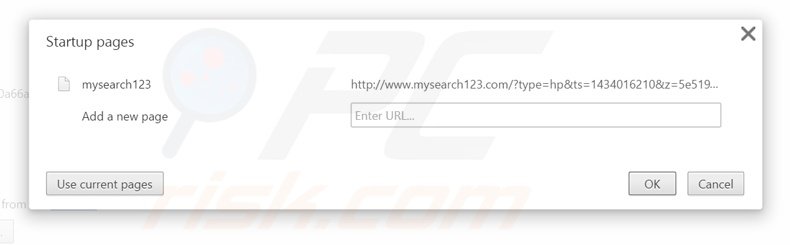 Suppression de la page d'accueil de mysearch123.com dans Google Chrome 