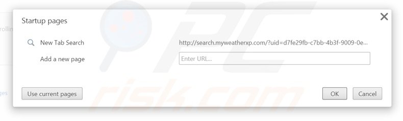 Suppression de la page d'accueil de search.myweatherxp.com dans Google Chrome 
