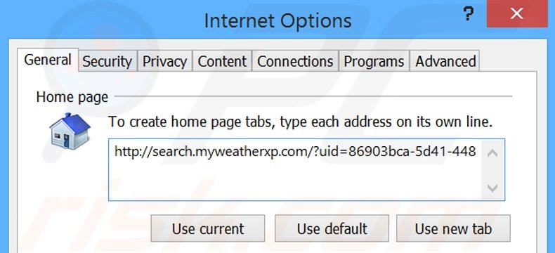 Suppression de la page d'accueil de search.myweatherxp.com dans Internet Explorer 