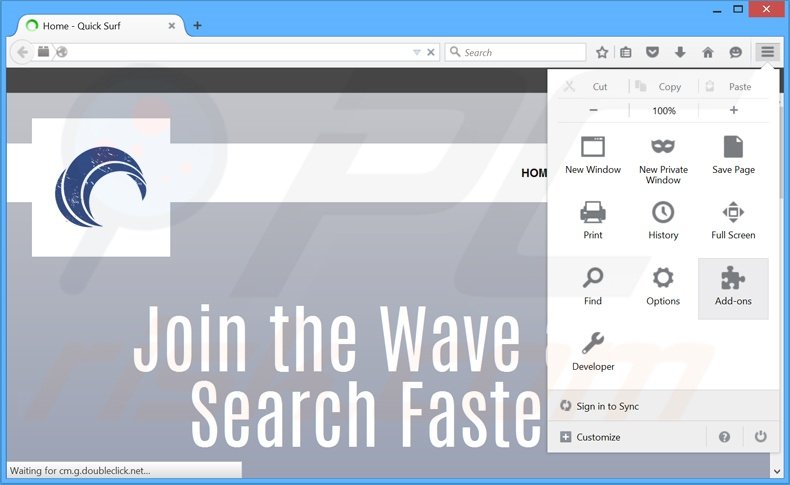 Suppression des publicités Quick Surf dans Mozilla Firefox étape 1