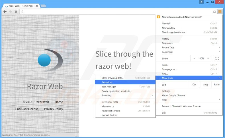 Suppression des publicités razor web dan Google Chrome étape 1