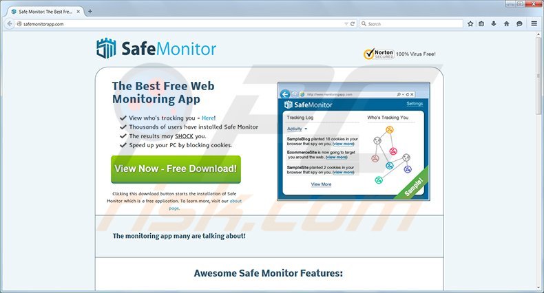 Page d'accueil de l'application Safe Monitor 
