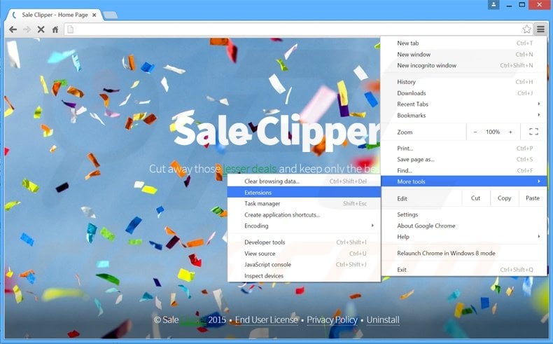 Suppression des publicités Sale Clipper dans Google Chrome étape 1