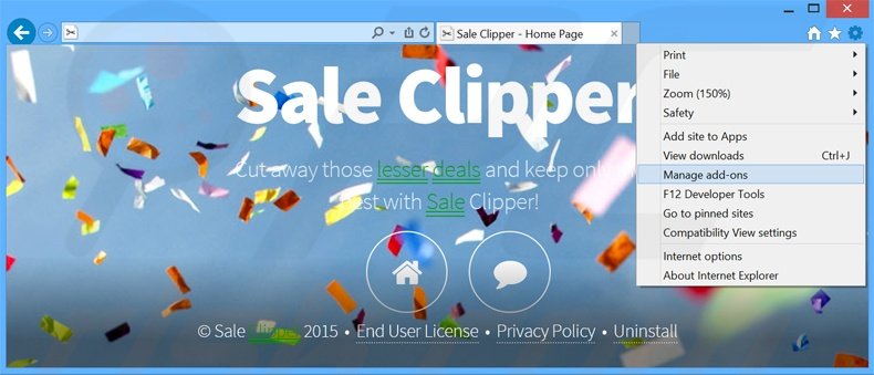 Suppression des publicités Sale Clipper dans Internet Explorer étape 1