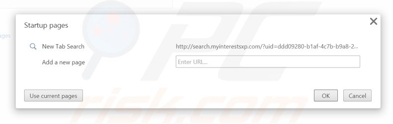 Suppression de la page d'accueil de search.myinterestsxp.com dans Google Chrome 