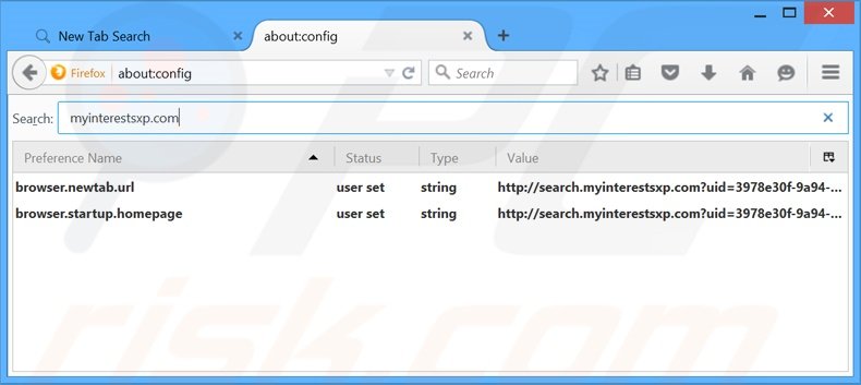 Suppression du moteur de recherche par défaut de search.myinterestsxp.com dans Mozilla Firefox 