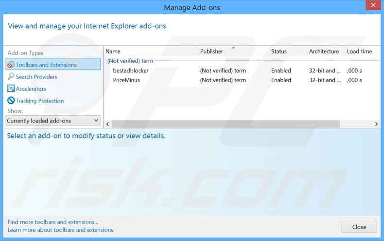 Suppression des extensions reliées à search.myinterestsxp.com dans Internet Explorer 