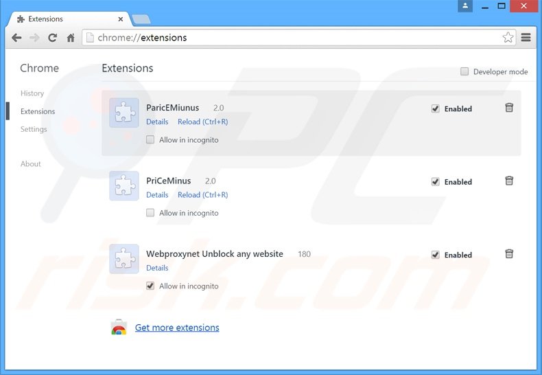 Suppression des extensions reliées à searchzillions.com dans Google Chrome 