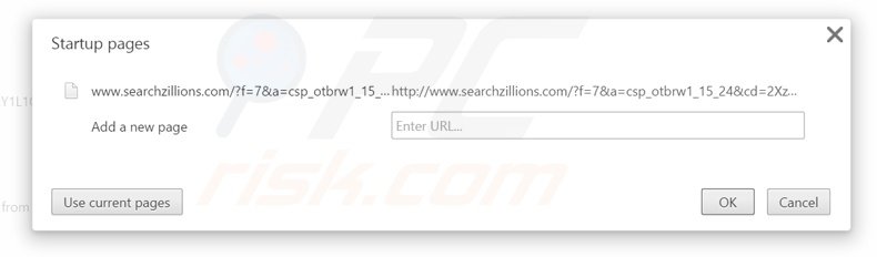 Suppression de la page d'accueil de searchzillions.com dans Google Chrome 