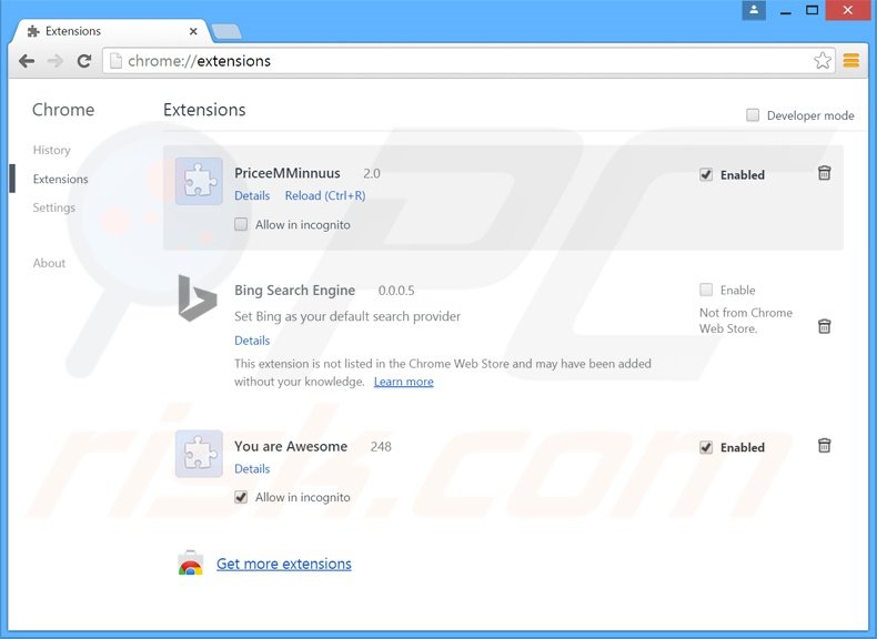 Suppression des extensions reliées à start.alawar.com dans Google Chrome 