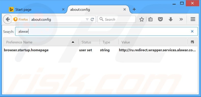 Suppression du moteur de recherche par défaut de start.alawar.com dans Mozilla Firefox 