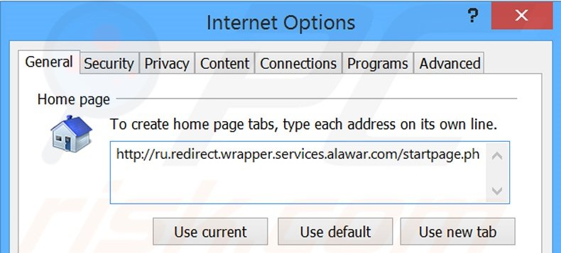 Suppression de la page d'accueil de start.alawar.com dans Internet Explorer 