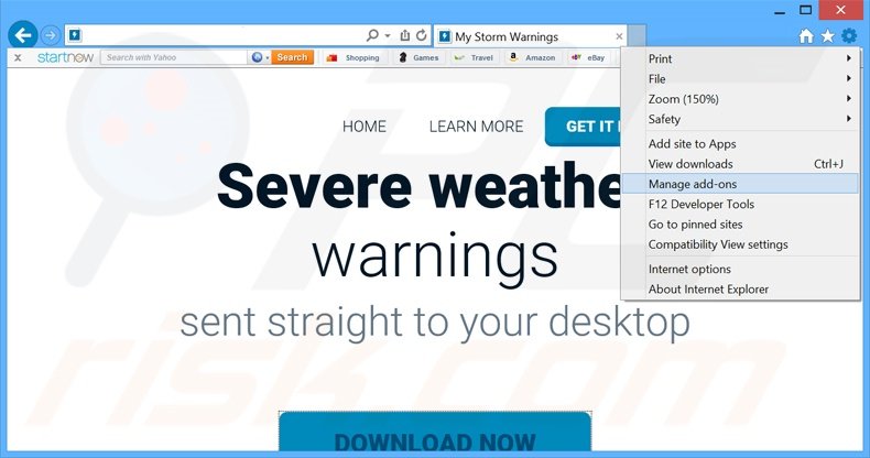 Suppression des publicités Storm Warnings dans Internet Explorer étape 1
