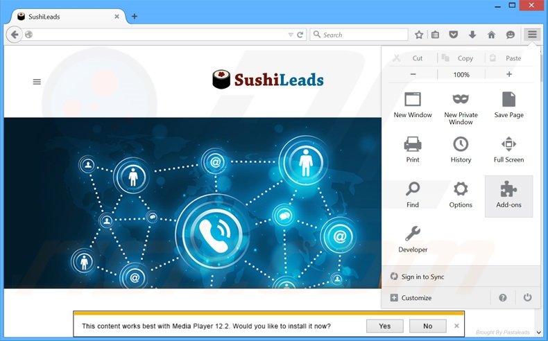 Suppression des publicités SushiLeads dans Mozilla Firefox étape 1