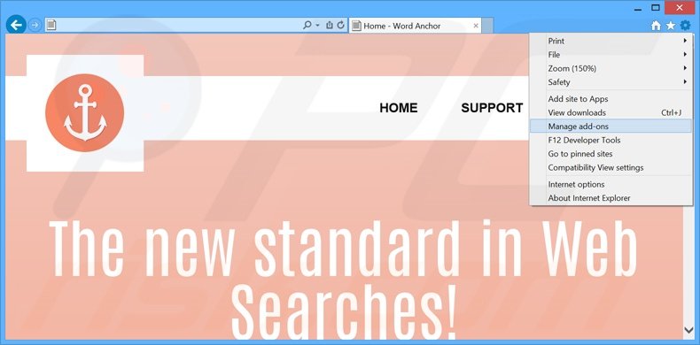 Suppression des publicités WordAnchor dans Internet Explorer étape 1