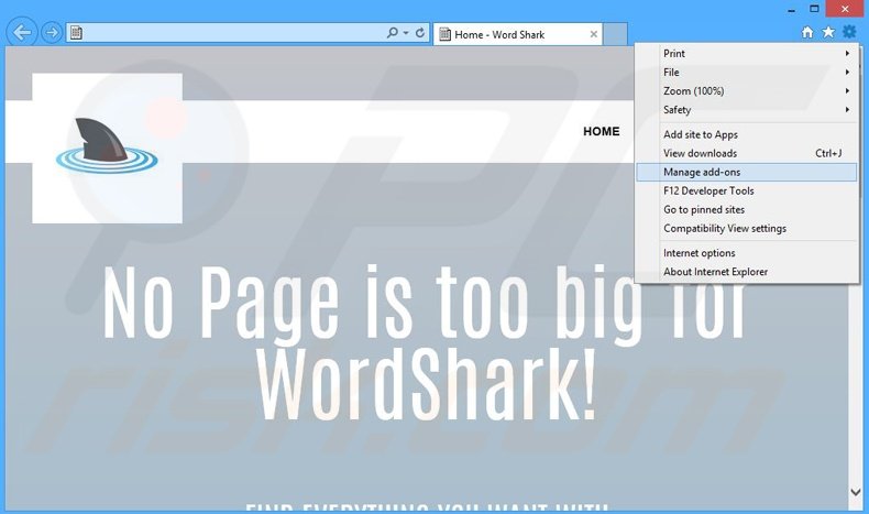 Suppression des publicités Word Shark dans Internet Explorer étape 1