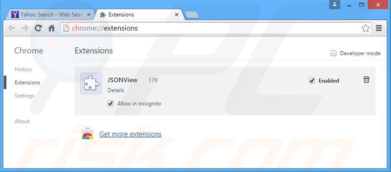 Suppression des extensions reliées à yhs4.search.yahoo.com dans Google Chrome 