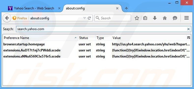 Suppression du moteur de recherche par défaut de yhs4.search.yahoo.com dans Mozilla Firefox 
