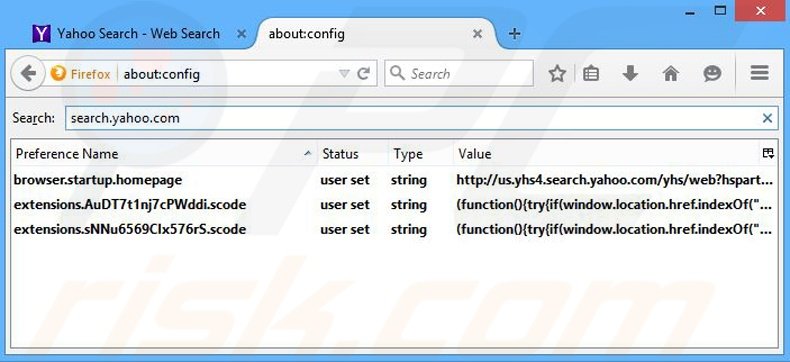 Suppression du moteur de recherche par défaut de yhs4.search.yahoo.com dans Mozilla Firefox 