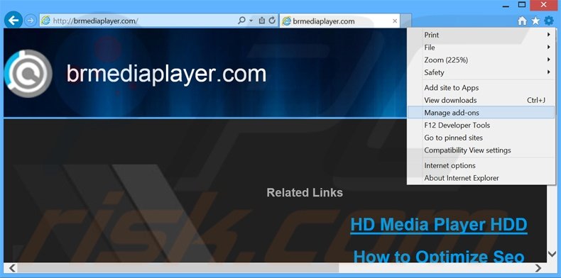 Suppression des publicités Br Media Player dans Internet Explorer étape 1