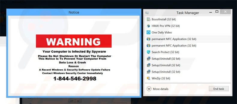 Br Media Player affichant un message d'avertissement à propos de l'infection de logiciel espion 