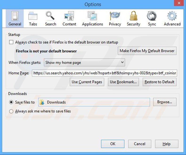 Suppression de la page d'accueil de ByteFence dans Mozilla Firefox 