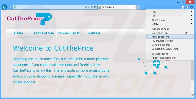 Suppression des publicités CutThePrice dans Internet Explorer étape 1