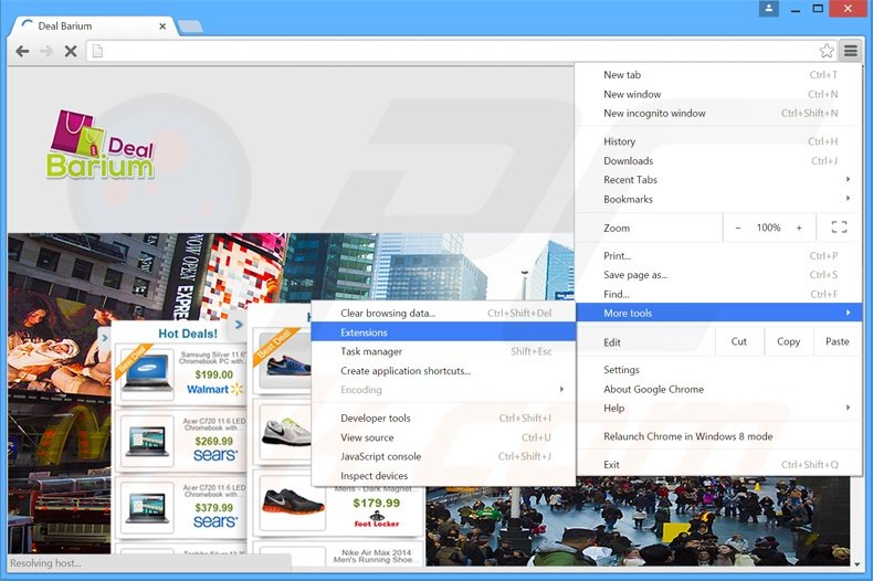 Suppression des publicités Deal Barium dans Google Chrome étape 1