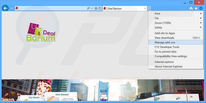 Suppression des publicités Deal Barium dans Internet Explorer étape 1