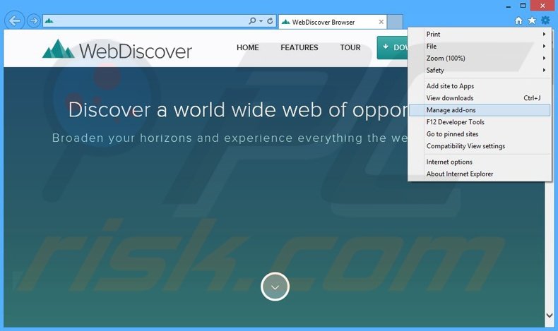 Suppression des publicités WebDiscover dans Internet Explorer étape 1