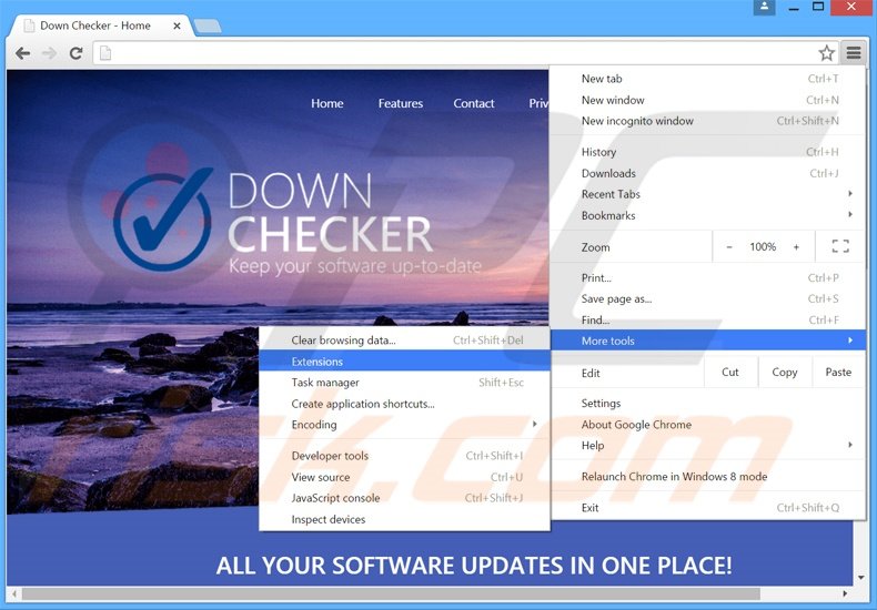 Suppression des publicités Down Checker dans Google Chrome étape 1