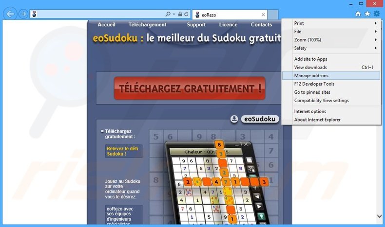 Suppression des publicités eoRezo dans Internet Explorer étape 1