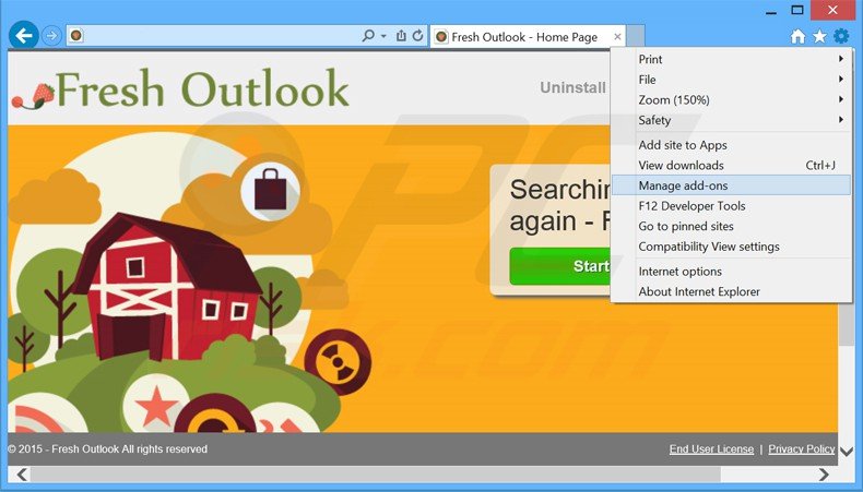 Suppression des publicités Fresh Outlook dans Internet Explorer étape 1