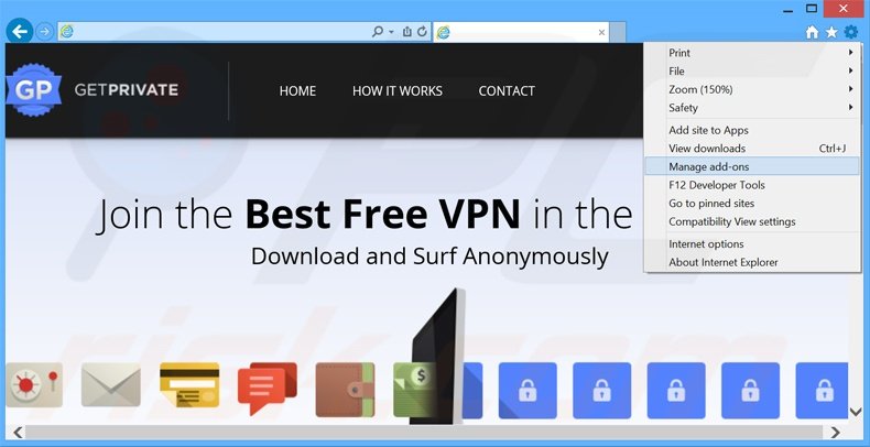 Suppression des publicités GetPrivate dans Internet Explorer étape 1